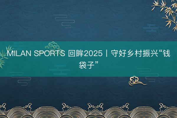 MILAN SPORTS 回眸2025丨守好乡村振兴“钱袋子”