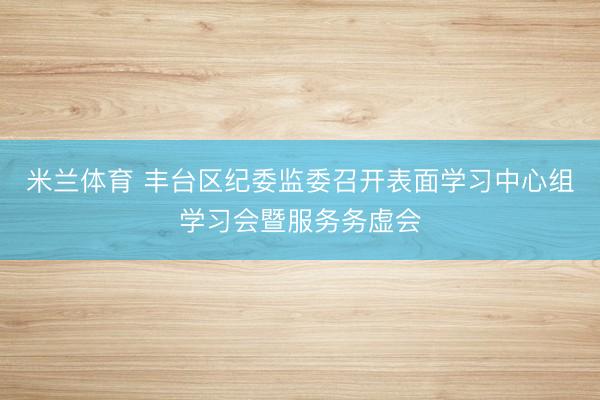 米兰体育 丰台区纪委监委召开表面学习中心组学习会暨服务务虚会