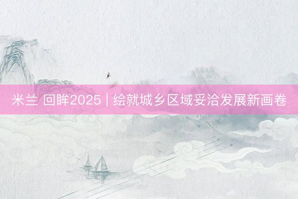 米兰 回眸2025 | 绘就城乡区域妥洽发展新画卷