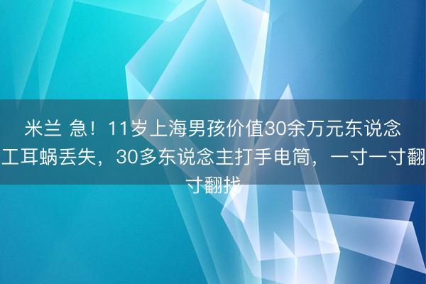米兰 急！11岁上海男孩价值30余万元东说念主工耳蜗丢失，30多东说念主打手电筒，一寸一寸翻找