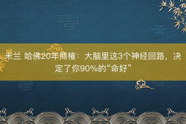 米兰 哈佛20年商榷：大脑里这3个神经回路，决定了你90%的“命好”